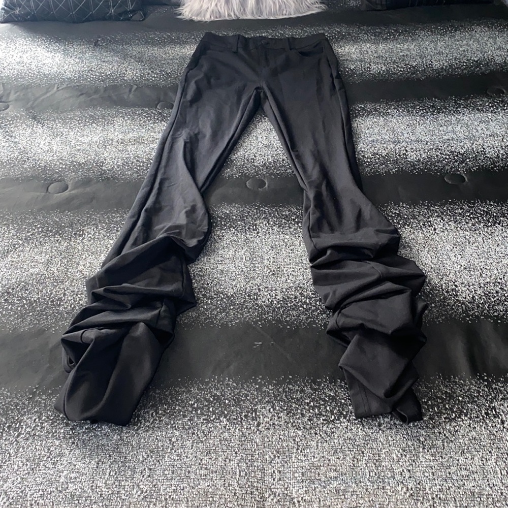Black Stacked Trousers Pants
